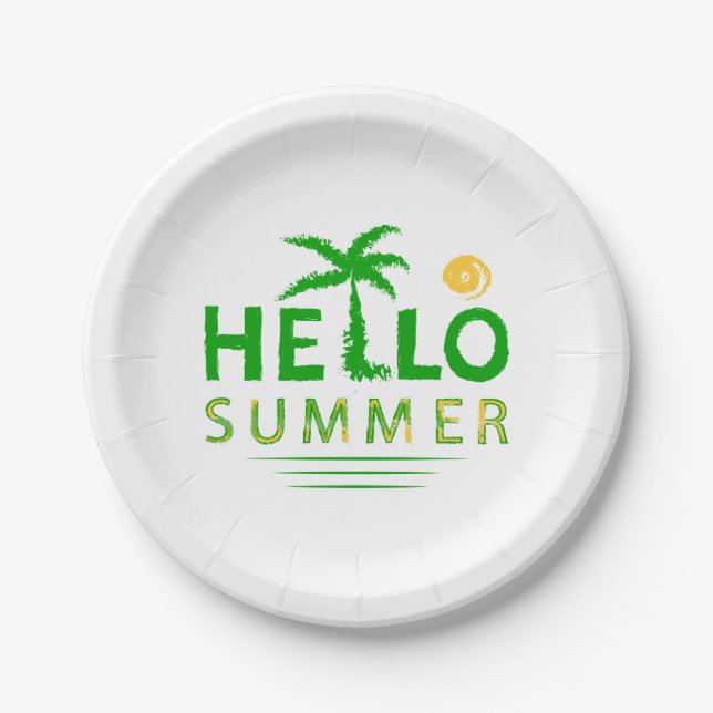 Hello Summer Paper Plate (Front)