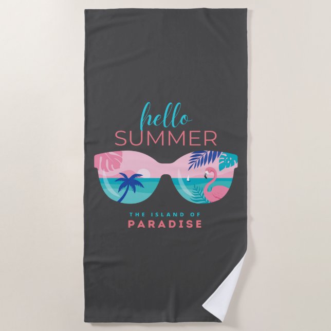 Hello Summer Paradise  Beach Towel (Front)