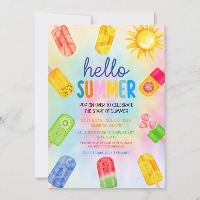 hello summer Party Invitation (Front)