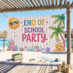 Hello Summer Party Stripes Banner
