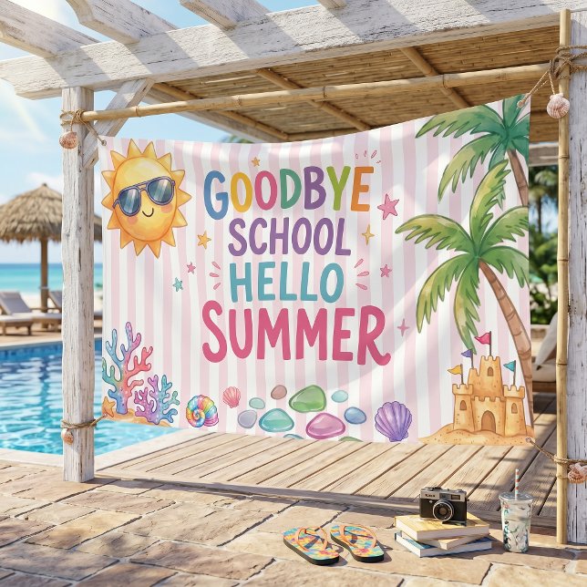 Hello Summer Party Stripes Banner (Creator Uploaded)