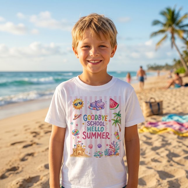 Hello Summer Party Stripes T-Shirt  (Creator Uploaded)