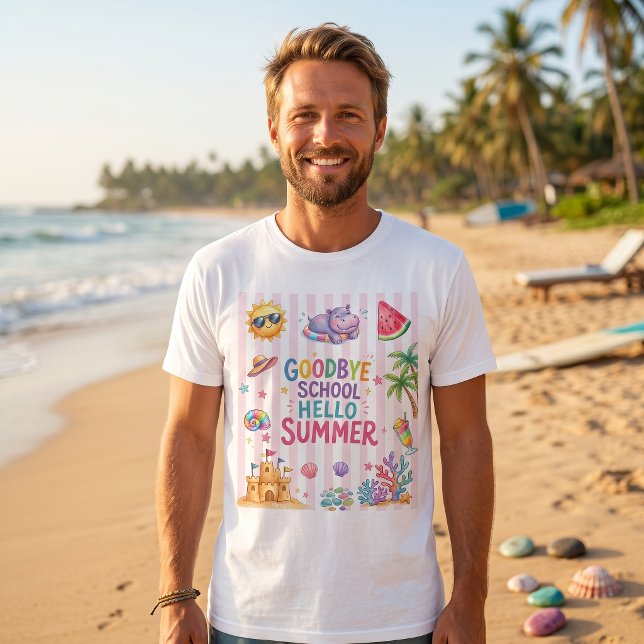 Hello Summer Party Stripes T-Shirt  (Creator Uploaded)