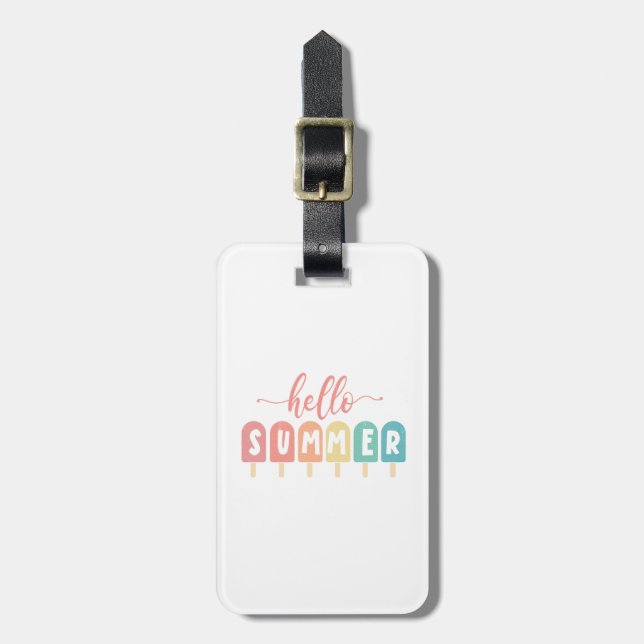 Hello Summer Pastel Popsicles Luggage Tag (Front Vertical)