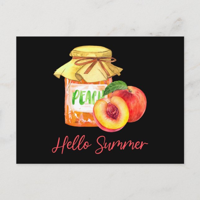 Hello Summer Peach Fruit Invitation Postcard (Front)