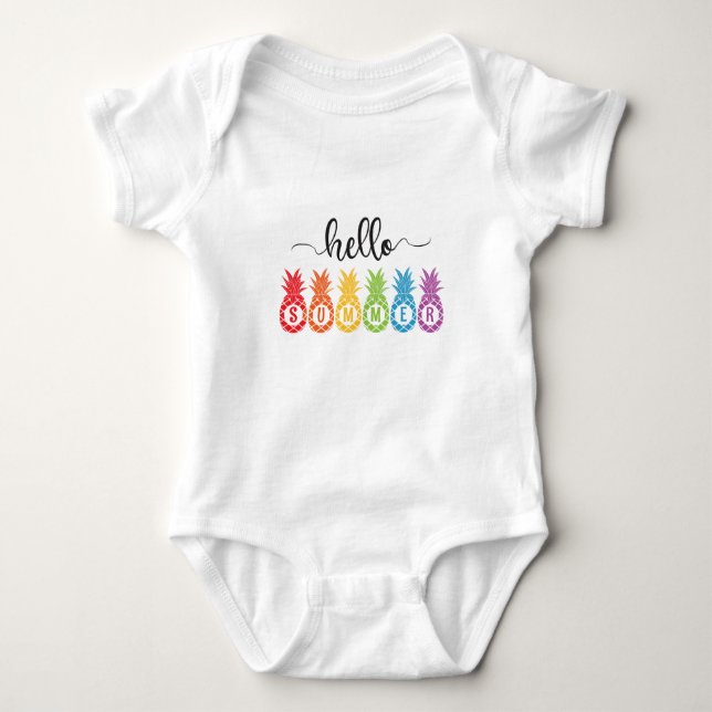 Hello Summer Pineapple  Baby Bodysuit (Front)