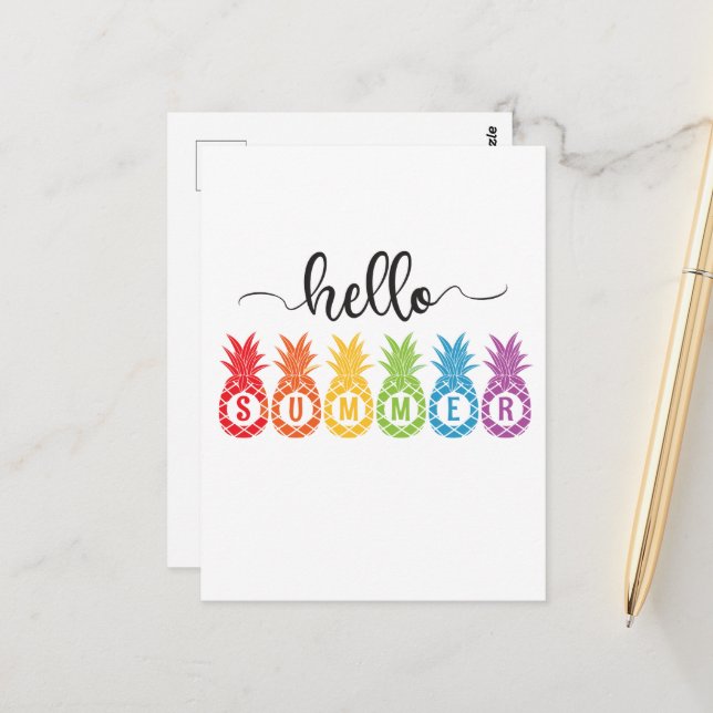 Hello Summer Pineapple   Postcard (Front/Back In Situ)