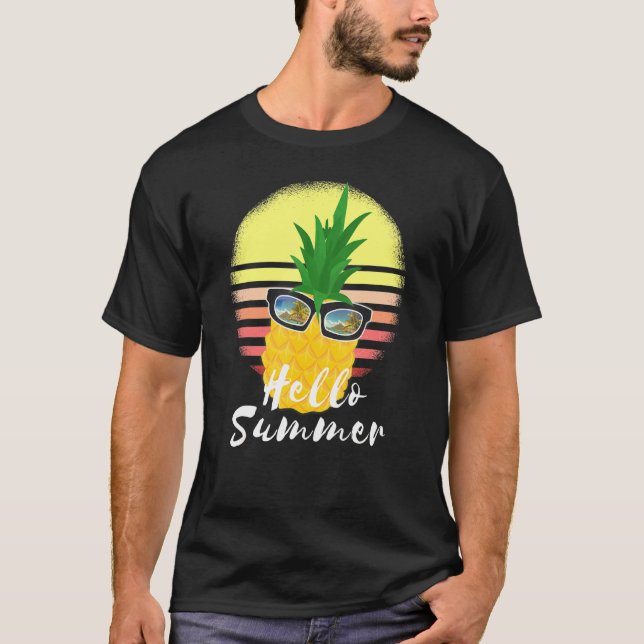 Hello Summer Pineapple Sunglasses Pineapple T-Shirt (Front)