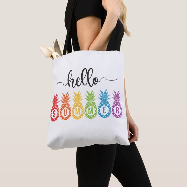 Hello Summer Pineapple Tote Bag (Close Up)