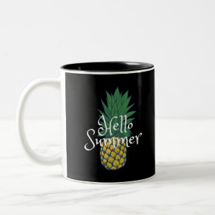 Hello Summer Pineapple Two-Tone Coffee Mug