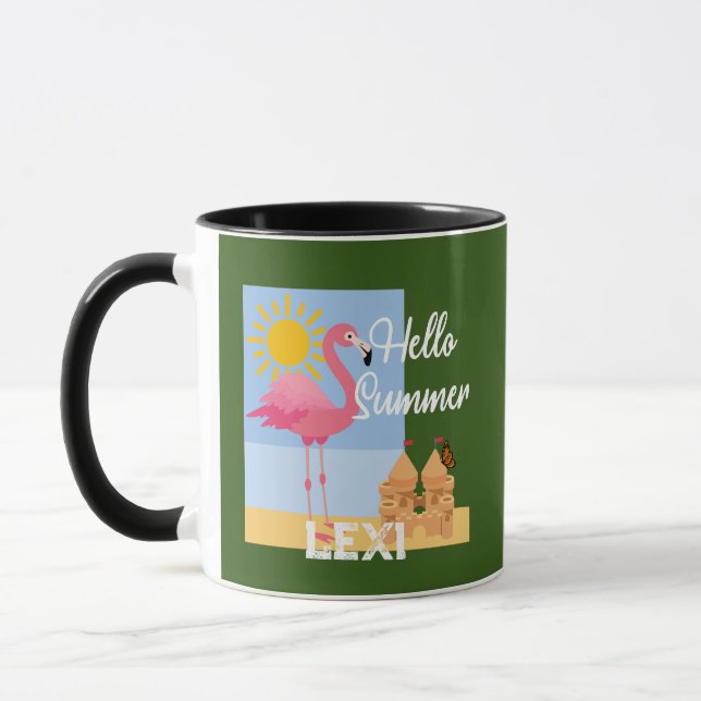 Hello Summer Pink Flamingo Design - Combo Mug (Left)