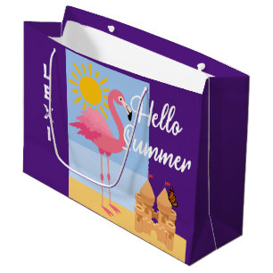 Hello Summer Pink Flamingo Design - Gift Bag - Lar