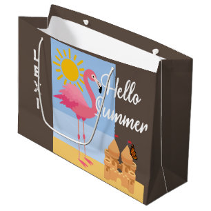Hello Summer Pink Flamingo Design - Gift Bag - Lar