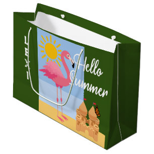 Hello Summer Pink Flamingo Design - Gift Bag - Lar