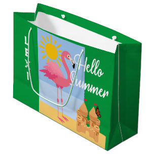 Hello Summer Pink Flamingo Design - Gift Bag - Lar