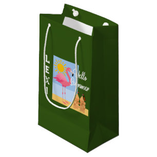 Hello Summer Pink Flamingo Design - Gift Bag - Sma