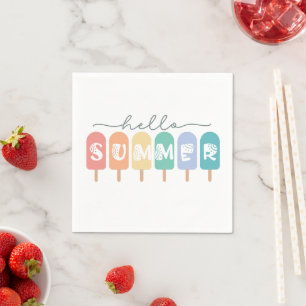 Hello Summer Popsicle Colourful Napkin