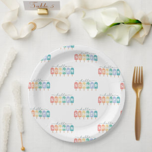 Hello Summer Popsicle Colourful Paper Plate