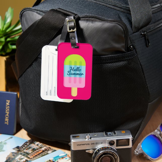 Hello Summer popsicle ice cream travel Luggage Tag (Front & Back)