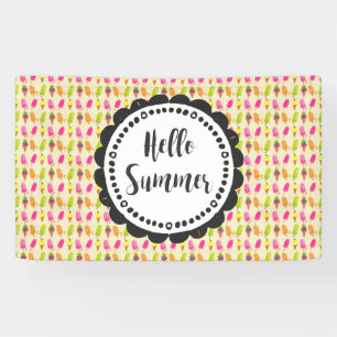 Hello Summer Popsicles and Ice Cream Banner