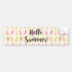 Hello Summer Popsicles and Ice Cream Bumper Sticker