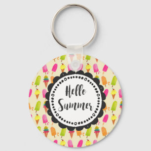 Hello Summer Popsicles and Ice Cream Key Ring