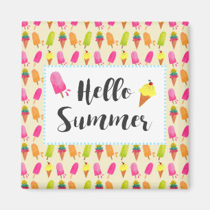 Hello Summer Popsicles and Ice Cream Magnet