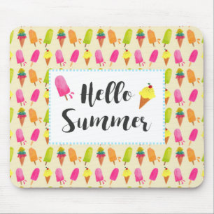 Hello Summer Popsicles and Ice Cream Mouse Mat