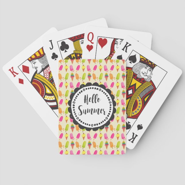 Hello Summer Popsicles and Ice Cream Playing Cards (Back)
