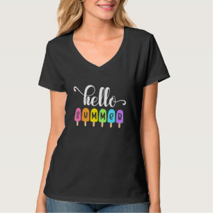 Hello Summer Popsicles Cute Pastel Graphic Design T-Shirt