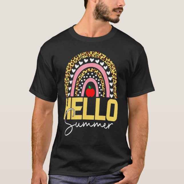 Hello Summer Rainbow Leopard 2 T-Shirt (Front)