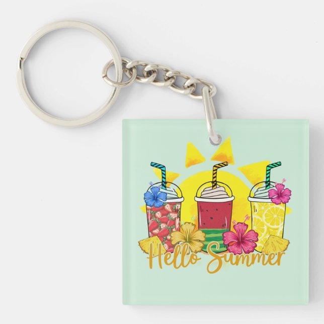 Hello Summer | Refreshing Tropical Fruit Smoothie Key Ring (Front)