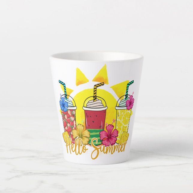 Hello Summer | Refreshing Tropical Fruit Smoothie Latte Mug (Front)