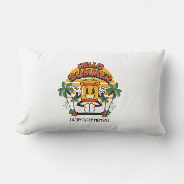 Hello Summer Retro Mascot Lumbar Cushion (Front)