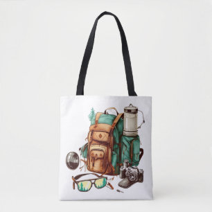 Hello Summer Retro Palm Tree Camping Graphic  Tote Bag