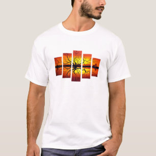 Hello Summer Retro Palm Tree Sunset Graphic T-Shir T-Shirt