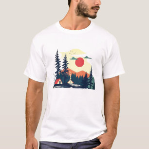 Hello Summer Retro Palm Tree Sunset Graphic T-Shir T-Shirt