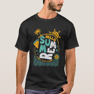 Hello Summer Retro Sunset Watermelon Beach Vacatio T-Shirt