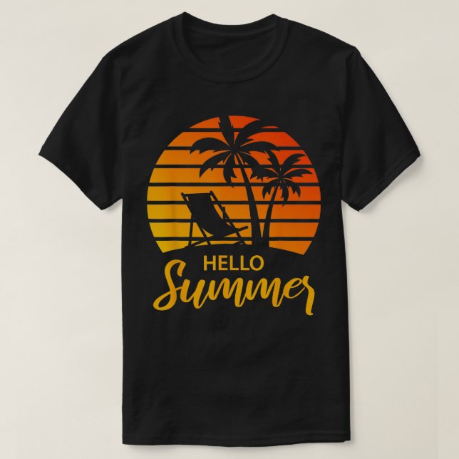 Hello Summer Retro Vintage Vacation  T-Shirt (Design Front)
