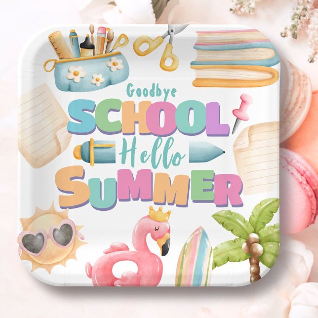 Hello Summer! School's Out Summer Pool Party Paper Plate (Creator Uploaded)