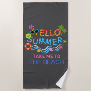 Hello Summer Sea Beach Party  Towel