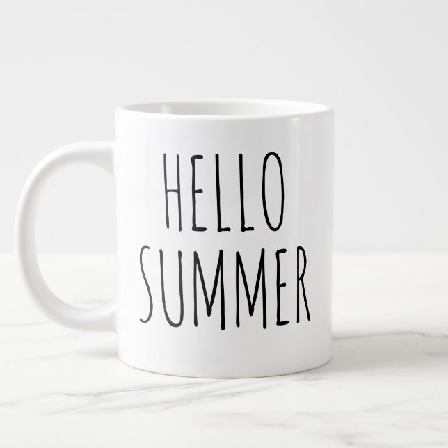 "Hello Summer" Simple Modern Farmhouse Large Coffee Mug (Left)