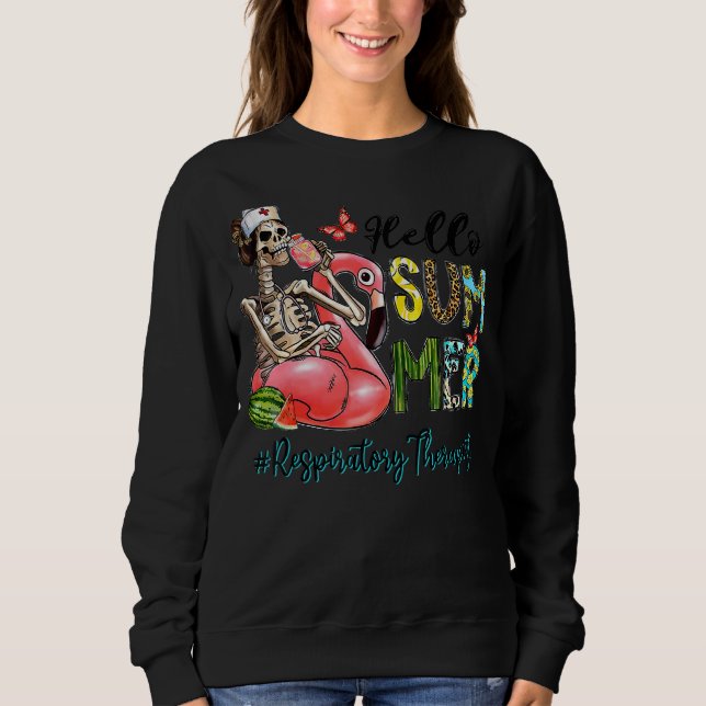 Hello Summer Skull Flamingo Float Respiratory Ther Sweatshirt (Front)