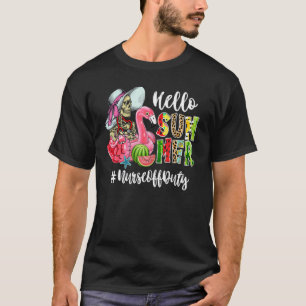 Hello Summer Skull Flamingo Float Watermelon Nurse T-Shirt