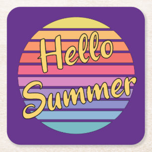Hello Summer Square Paper Coaster