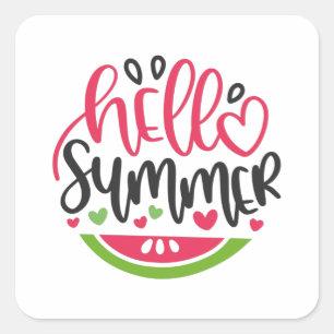 Hello summer square sticker