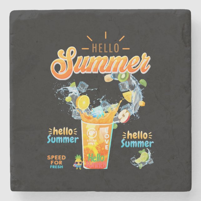 Hello Summer Stone Coaster (Front)