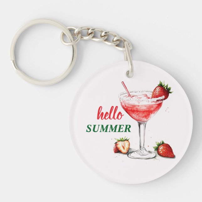 Hello Summer | Strawberry Cocktail Keychain (Front)