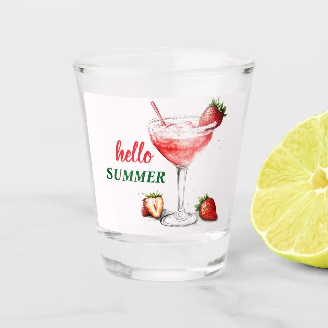 Hello Summer | Strawberry Cocktail Shot Glass (Front)