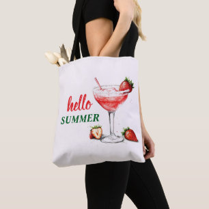 Hello Summer Strawberry Cocktail Tote Bag